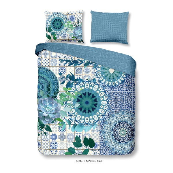 Спално бельо от памучен сатен за двойно легло Sinsin Blue, 200 x 240 cm - HIP
