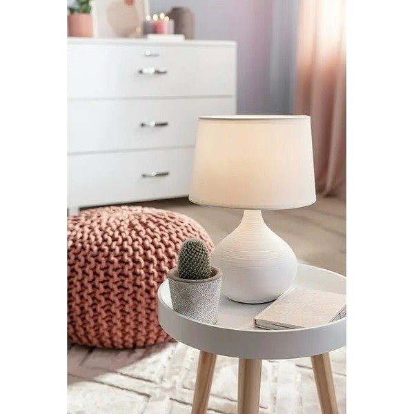 Настолна лампа от бяла керамика и плат, височина 29 cm Martin - Reality-image-1