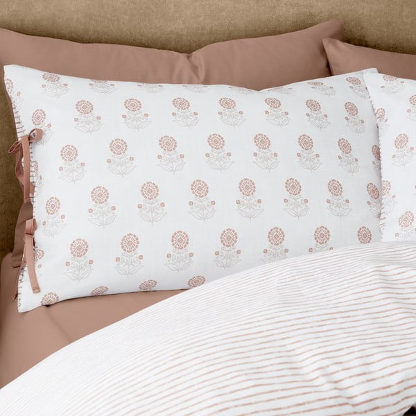 Бяло двойно  спално бельо 200x200 cm Woodblock Floral – Pineapple Elephant-image-3