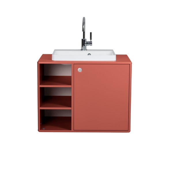 Червен висящ шкаф с умивалник без смесител 80x62 cm Color Bath - Tom Tailor