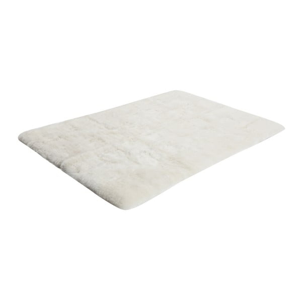 Bílý koberec z pravé kůže a vlny Woooly Designer
