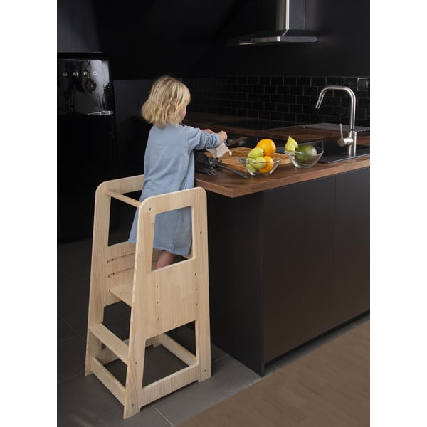 Кула за обучение от борова дървесина в естествен цвят Montessori - Little Nice Things-image-1