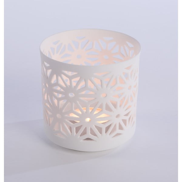 Porcelánový svícen Flowers 9x9 cm, bílý
