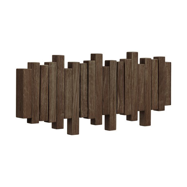 Тъмнокафява стенна закачалка от масивен дъб 40 cm Caltra – House Nordic-image-3