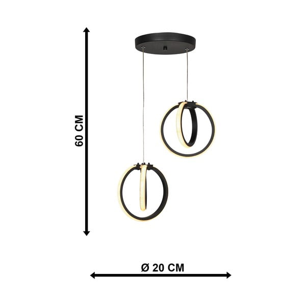 Черно метално LED висящо осветително тяло ø 20 cm Sezen – Squid Lighting-image-4
