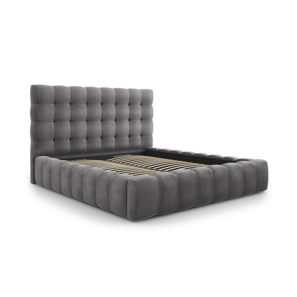 Сиво тапицирано двойно легло с място за съхранение и решетка 180x200 cm Bali - Cosmopolitan Design