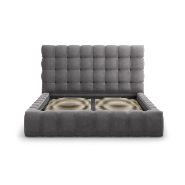 Сиво тапицирано двойно легло с място за съхранение и решетка 180x200 cm Bali - Cosmopolitan Design-image-3