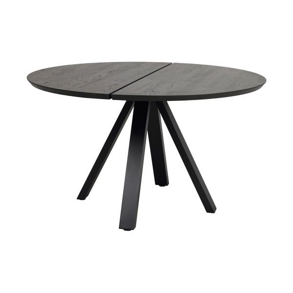 Черна кръгла трапезна маса с дъбова дървена плоскост ø 130 cm Carradale – Rowico