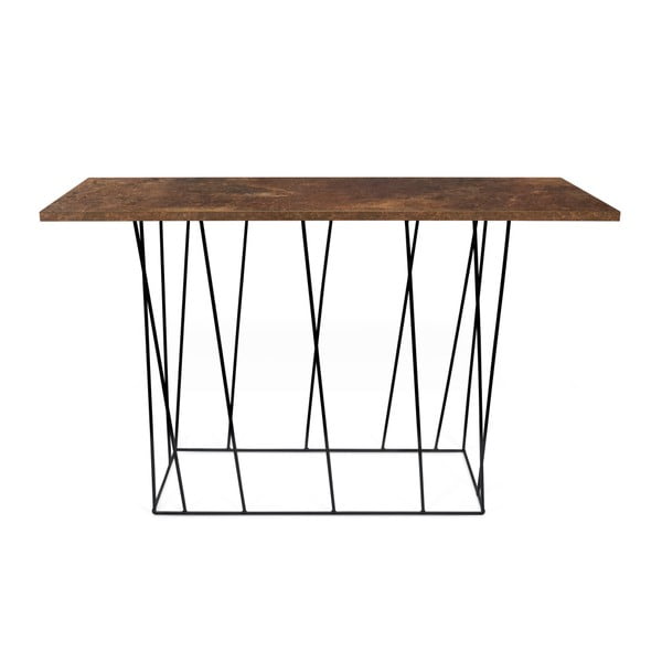 Hnědý konzolový stolek s černými nohami TemaHome Helix, 40 x 120 cm