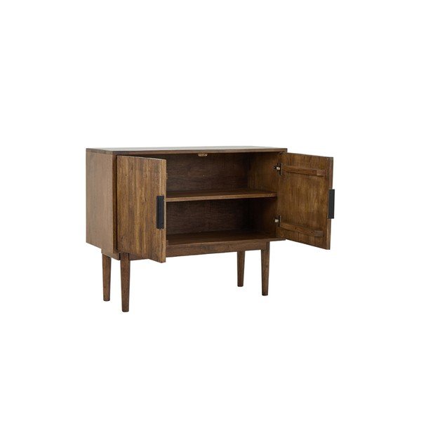 Тъмнокафяв нисък скрин от масивна дървесина 100x80 cm Bitika - Light & Living-image-4