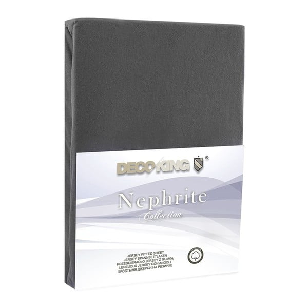 Тъмно сив еластичен чаршаф , 180/200 x 200 cm Nephrite - DecoKing-image-1