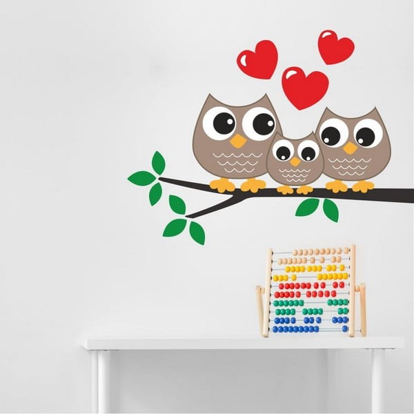 Декоративен стикер за стена "Семейство на сови - Unknown
