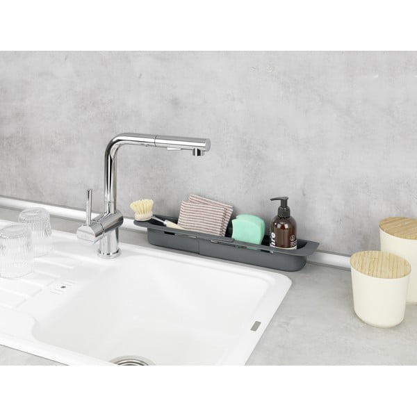 Сив пластмасов телескопичен отцедник за мивка 49,5x8,5 cm Fino – Wenko-image-4