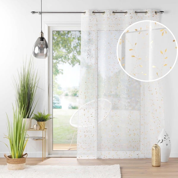 Бяло-златиста завеса от воал 140x240 cm Floressia – douceur d'intérieur-image-4