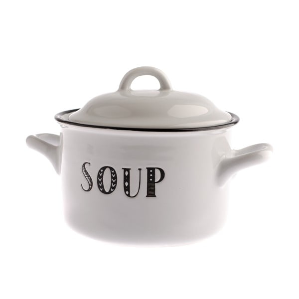 Бял керамичен съд с капак, 700 мл Soup – Dakls