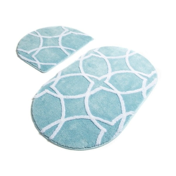 Комплект от 2 сини килима за баня Bonne Oval Blue - Confetti Bathmats