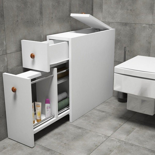 Бял интелигентен изтеглящ се шкаф за баня - Puqa Design-image-1
