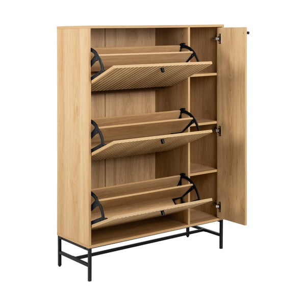 Накланяща се стойка за обувки от дъбов декор  в естествен цвят 99x140x35 cm Albany  – Actona-image-3