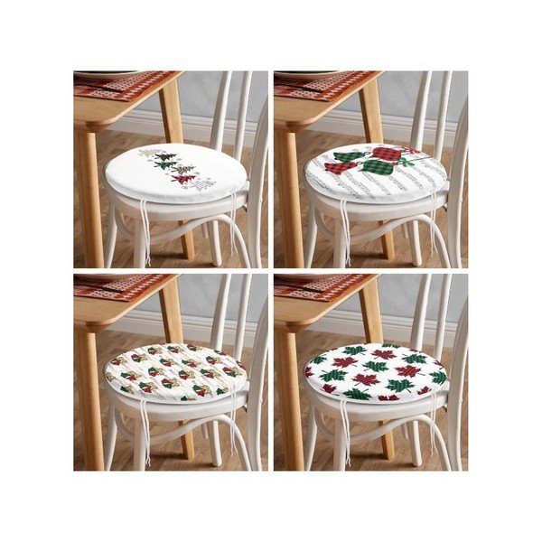 Възглавници за сядане в комплект от 4 бр. с коледни мотиви ø 40 cm Tartan – Mila Home-image-4