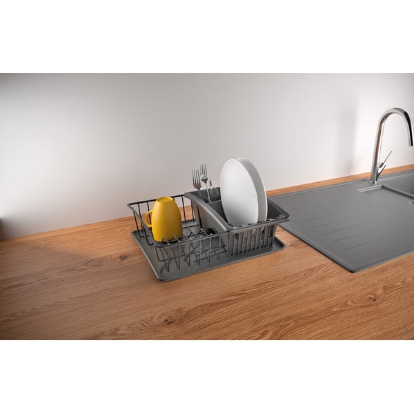 Антрацитно сива тавичка за капки от неръждаема стомана Aquatexplus Lava - Metaltex-image-1