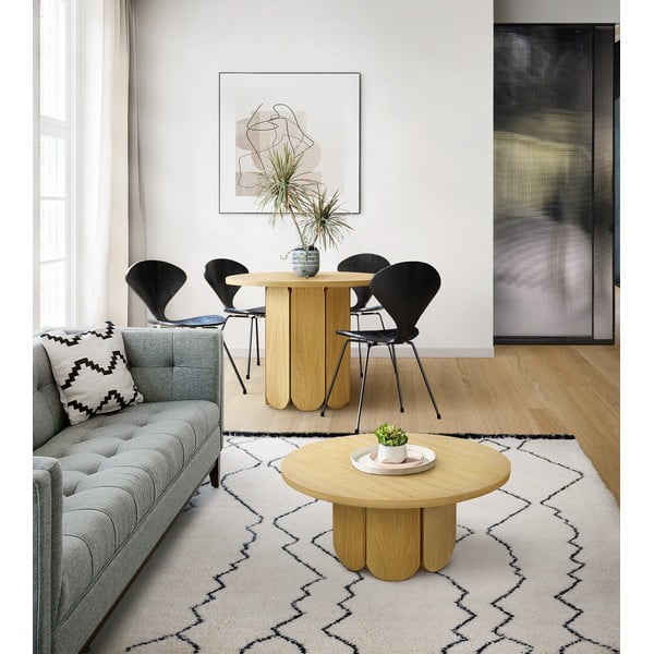 Кръгла маса за кафе от дъб в естествен цвят 78x78 cm Soft - Woodman-image-4