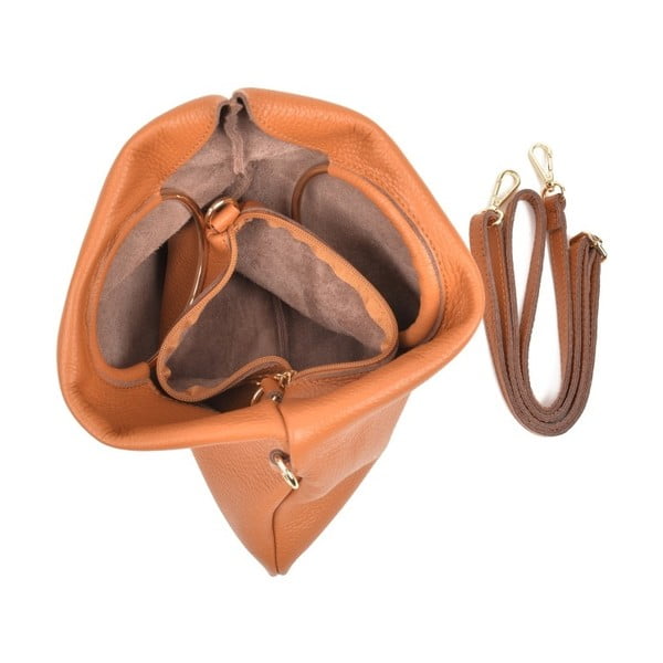 Koňakově hnědá kožená kabelka Luisa Vannini Pergon Cross-image-2