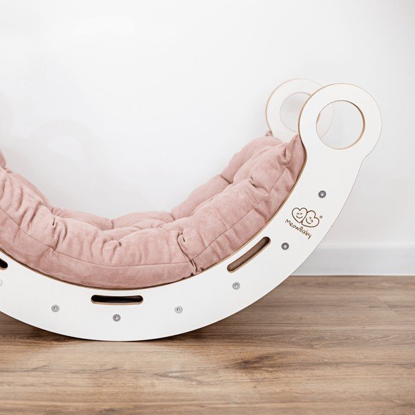Бяла/розова люлка от масивен бор 39x75x38 cm Montessori – Meowbaby-image-2