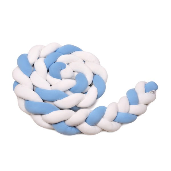 Синьо-бяла памучна плетена мантила , дължина 220 cm - T-TOMI