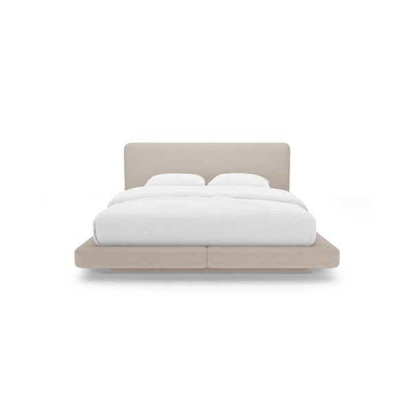 Светлокафяво тапицирано двойно легло 140x200 cm Linea – Micadoni -image-3