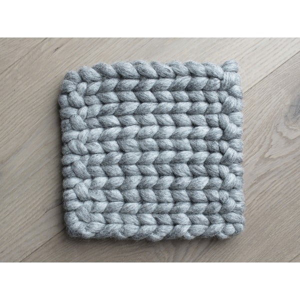 Подложка от стоманено сива плетена вълна Braider Coaster, 20 x 20 cm - Wooldot