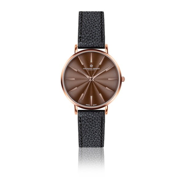 Dámské hodinky s černým páskem z pravé kůže Frederic Graff Rose Monte Rosa Lychee Black Leather