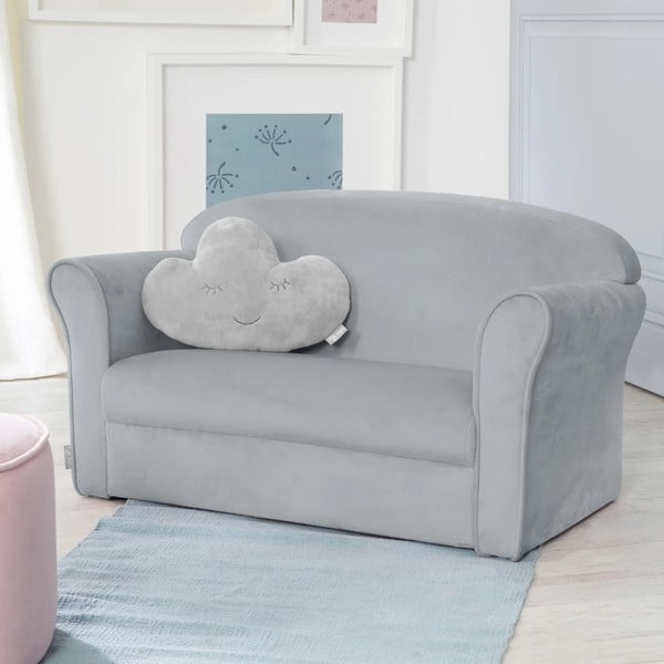 Светлосиво кадифено детско канапе 78 cm Lil Sofa - Roba-image-1