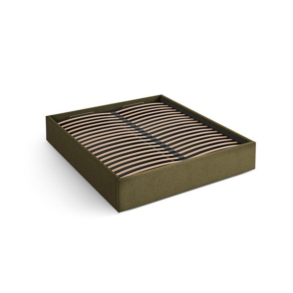 Зелено двойно легло 160x200 cm тапицирано с място за съхранение/без табла с включена подматрачна рамка Susan – Micadoni 