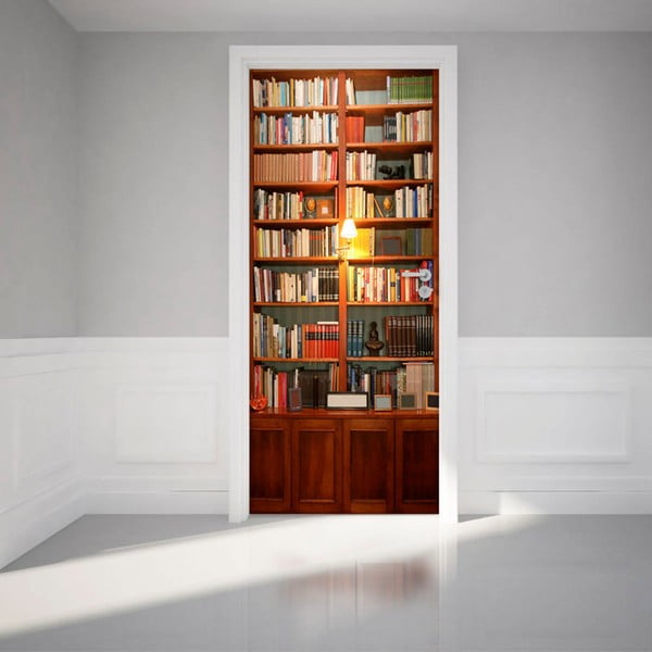Самозалепващ се стикер за врата Рафт за книги, 83 x 204 cm - Ambiance
