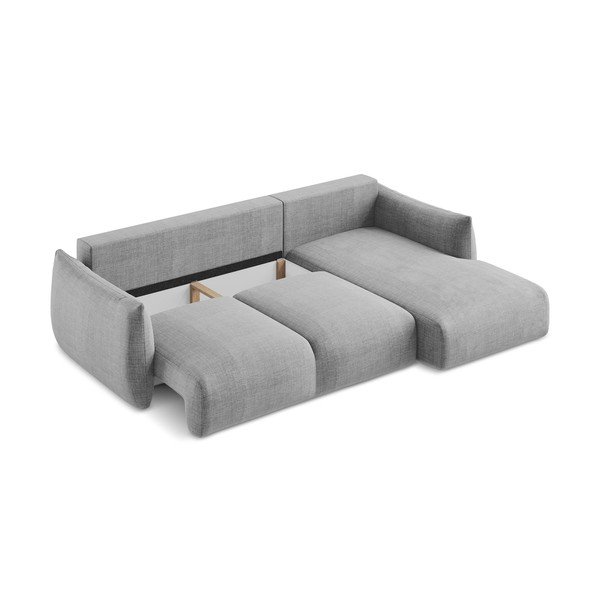 Светлосив сгъваем ъглов диван (десен ъгъл) Leila – Makamii-image-4