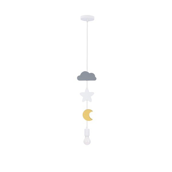 Висящо осветително тяло с текстилен абажур в жълто и светлосиньо Single – Candellux Lighting-image-1