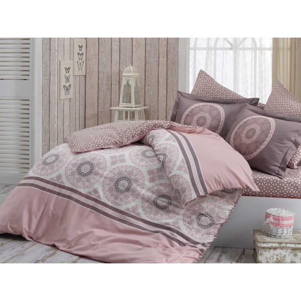 Розово памучно спално бельо от сатен за двойно легло Hobby , 220 x 240 cm Silvana - Mijolnir