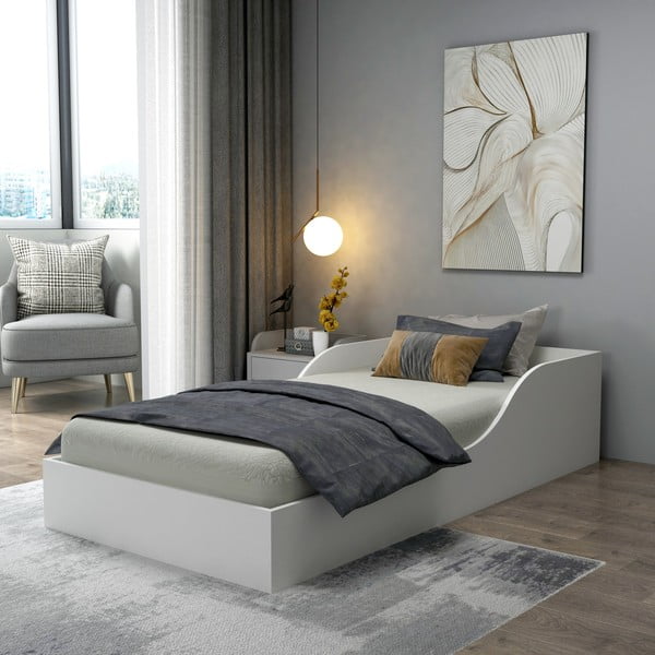 Бяло единично легло 90x190 cm Oya - Kalune Design-image-2