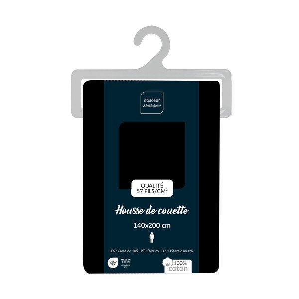 Черна единична памучна олекотена завивка 140x200 cm Lina – douceur d'intérieur-image-2