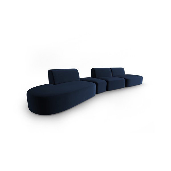 Син кадифен диван с ляв ъгъл 428 cm Paolo – Milo Casa-image-2