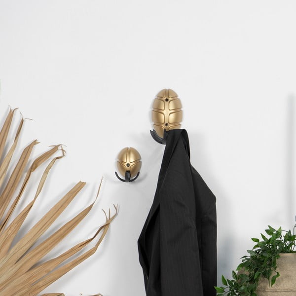 Черна/ в златист цвят стенна пластмасова кука Tick – Spinder Design-image-3