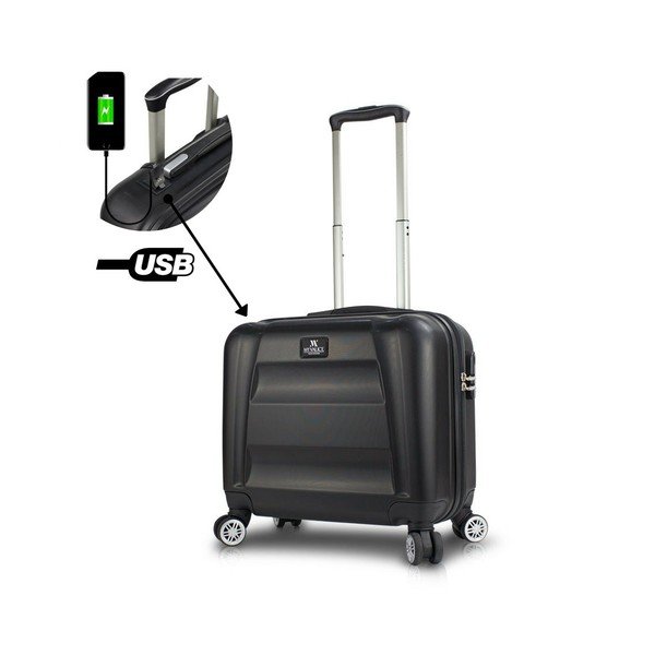 Черен пътнически куфар на колелца с USB порт My Valice COLORS LASSO Cabin Suitcase - Myvalice-image-1