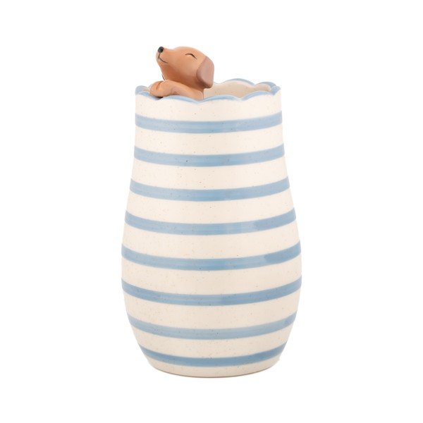Бяла ваза от доломит (височина 18,5 cm) Peeking Sausage Dog – Sass & Belle