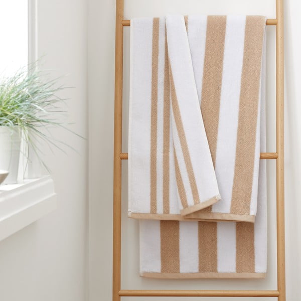Бежово-бяла памучна кърпа за баня 90x140 cm - Bianca