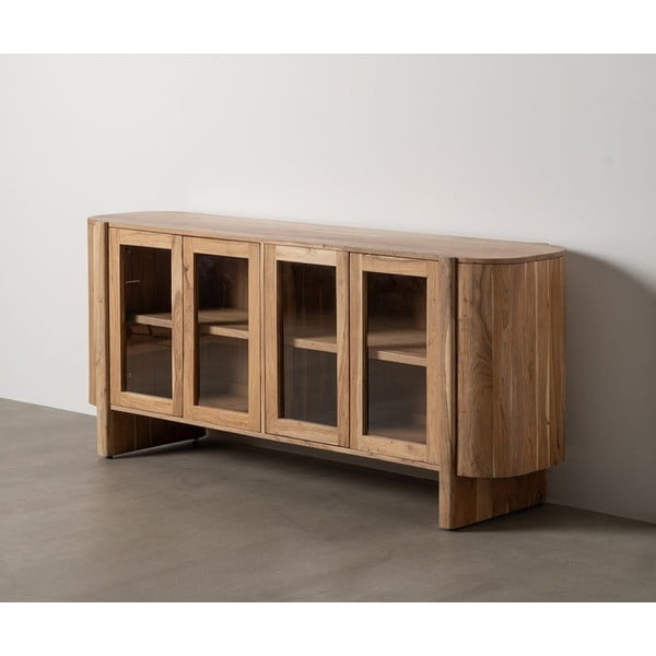 Витрина от масивна акация в естествен цвят 180x80x40 cm Creel – Ixia-image-1