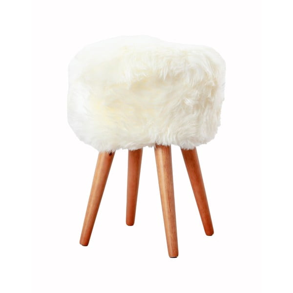 Табуретка с бяла седалка от овча кожа , ⌀ 30 cm - Native Natural