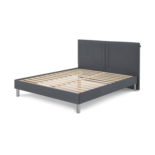 Черно тапицирано двойно легло с решетка 180x200 cm Kerry - Bobochic Paris