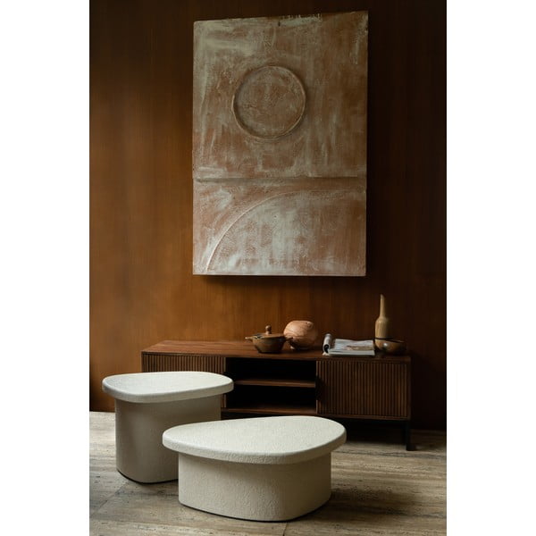 Бежова масичка за кафе от имитация на мрамор 49x74 cm Veda – Dutchbone-image-1