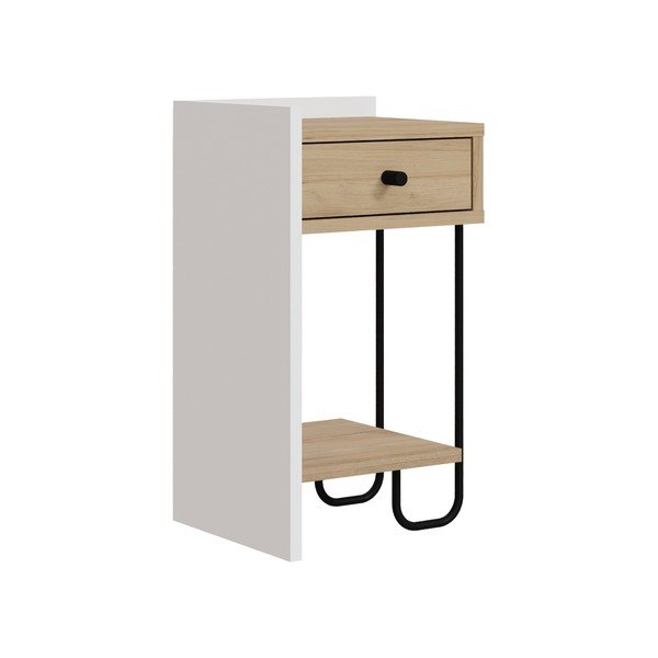 Нощно шкафче с рафтове от бял/естествен дъб Mercure - Marckeric-image-2