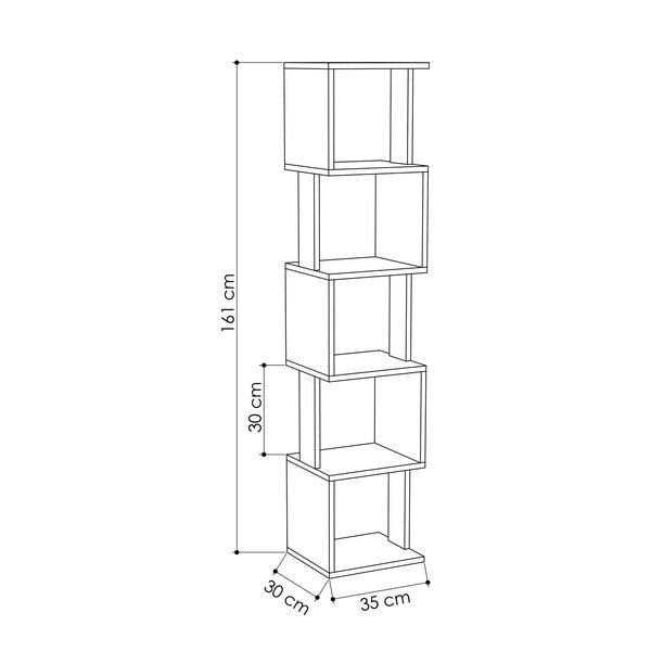 Дъбова етажерка в бяло/натурално 35x161 cm Piri - Kalune Design-image-2